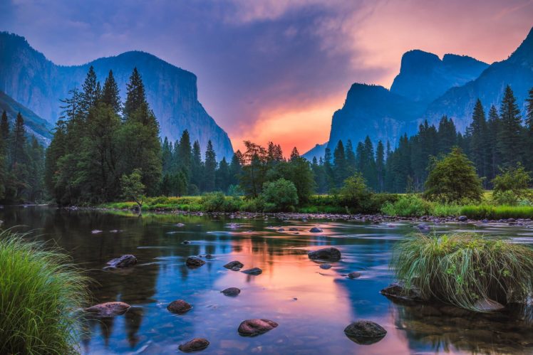 landscape, Nature, Sunset, Mountains, River, Reflection HD Wallpaper Desktop Background