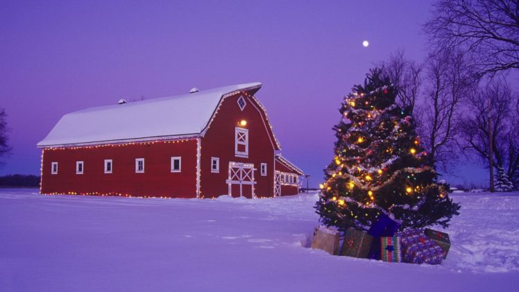 canada, Christmas, Barn HD Wallpaper Desktop Background