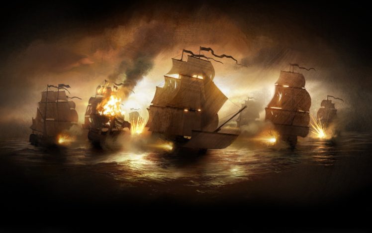 war, Ships, Cannons, Digital, Art HD Wallpaper Desktop Background