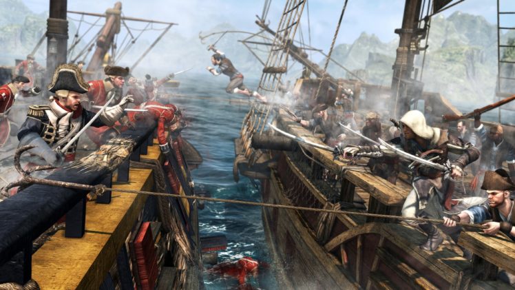 , Assassins, Creed, 4, Black, Flag, Game, Battle, Ship HD Wallpaper Desktop Background