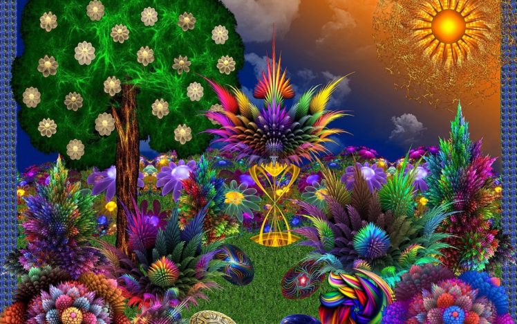 abstract, Sun, Artistic, Multicolor, Flowers HD Wallpaper Desktop Background