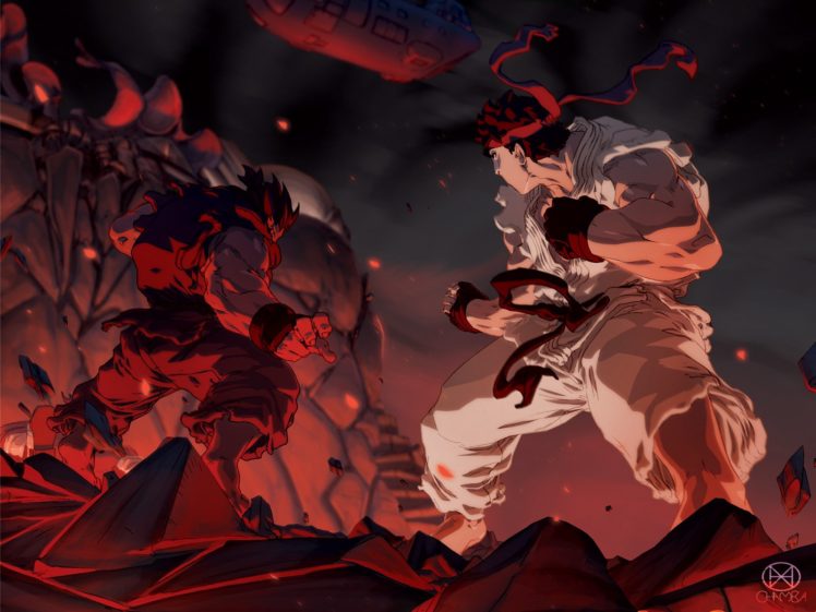 street, Fighter, Ryu, Akuma HD Wallpaper Desktop Background