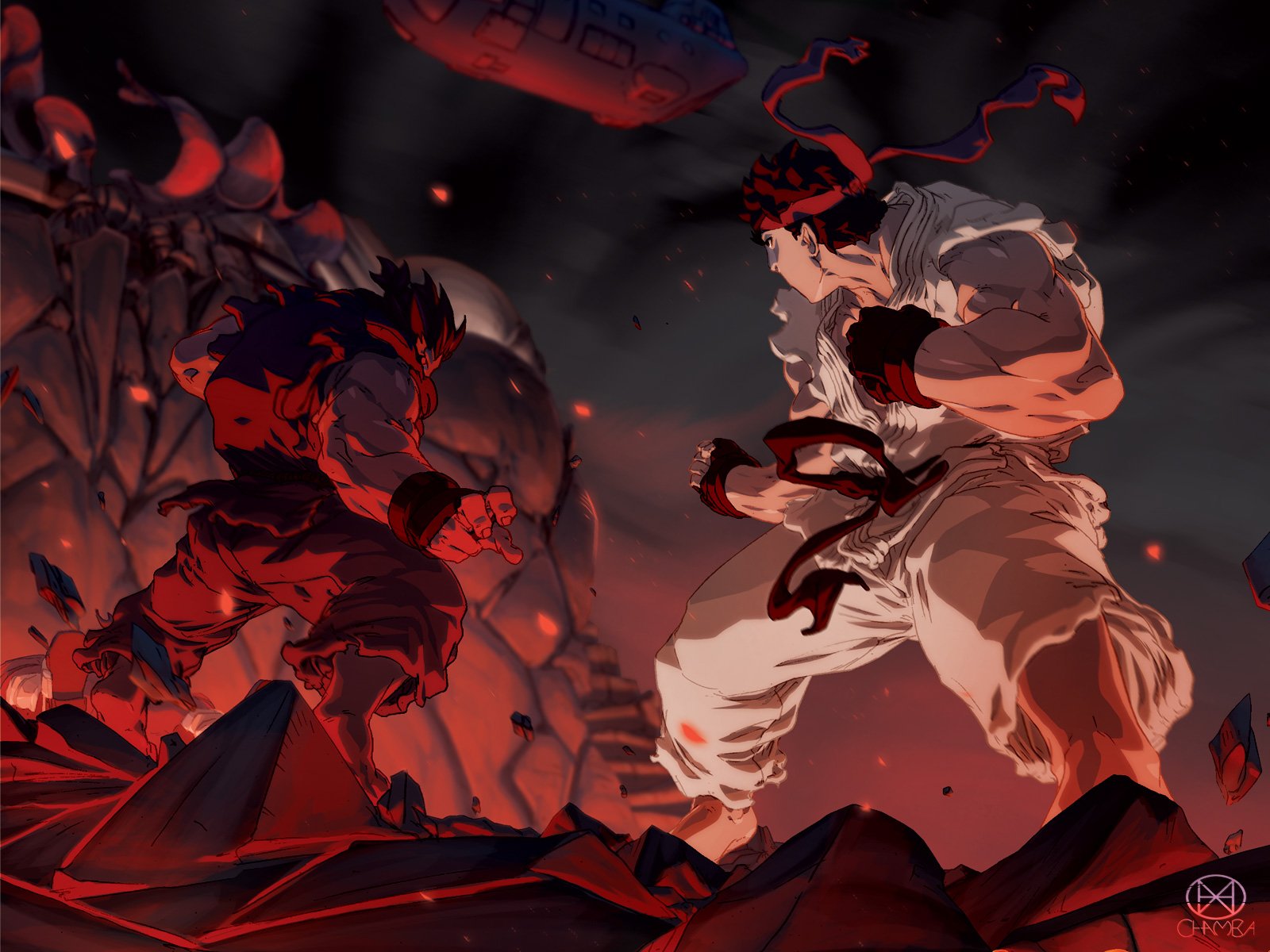 street, Fighter, Ryu, Akuma Wallpaper