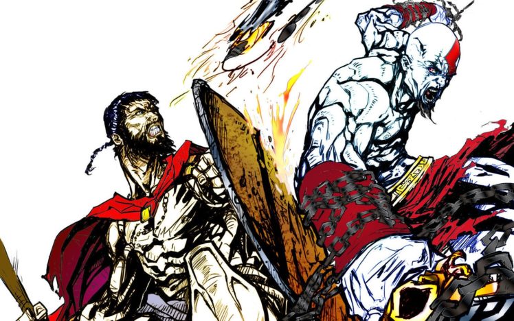 fight, God, Of, War, Kratos, Leonydus HD Wallpaper Desktop Background