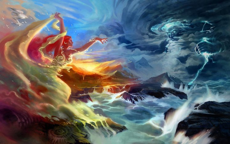 fantasy, Art, Gods, Battle, Women HD Wallpaper Desktop Background