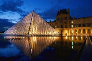 louvre, Pyramid, Glass, Paris, France, Europe, Museum, City, Night