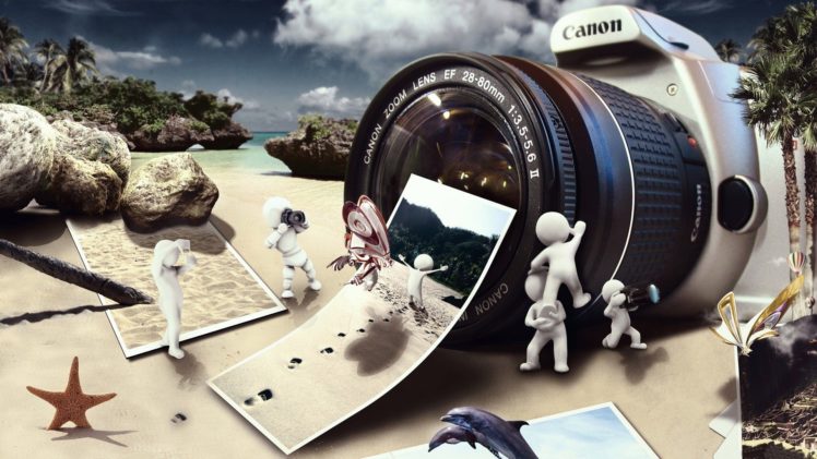 sand, Cameras, Starfish, Canon, Dolphins, Camera, Lens, Manipulations, Beaches HD Wallpaper Desktop Background