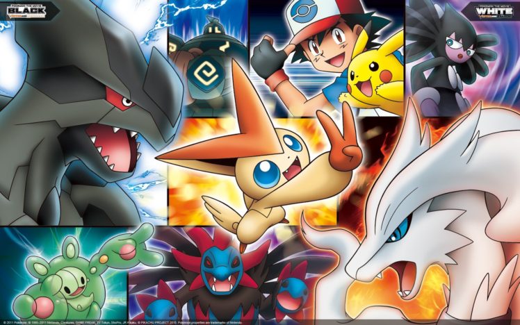 pokemon, Pikachu, Ash, Ketchum, Zekrom, Reshiram, Victini HD Wallpaper Desktop Background