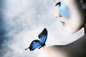 women, Artwork, Butterflies