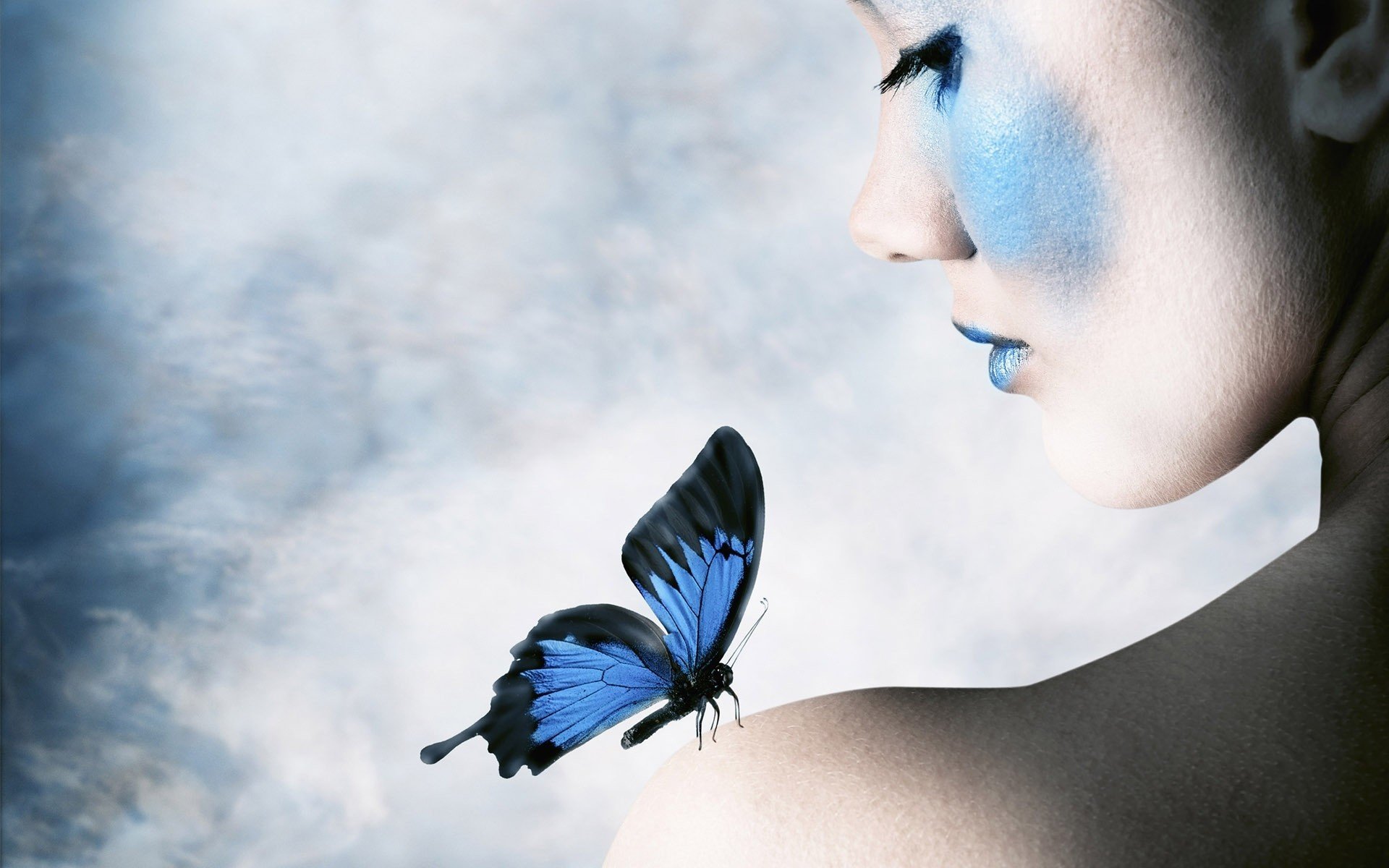 women, Artwork, Butterflies Wallpaper