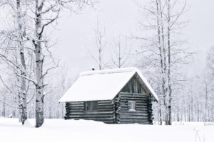 winter, Snow, Woods, British, Columbia, Cabin, Logs