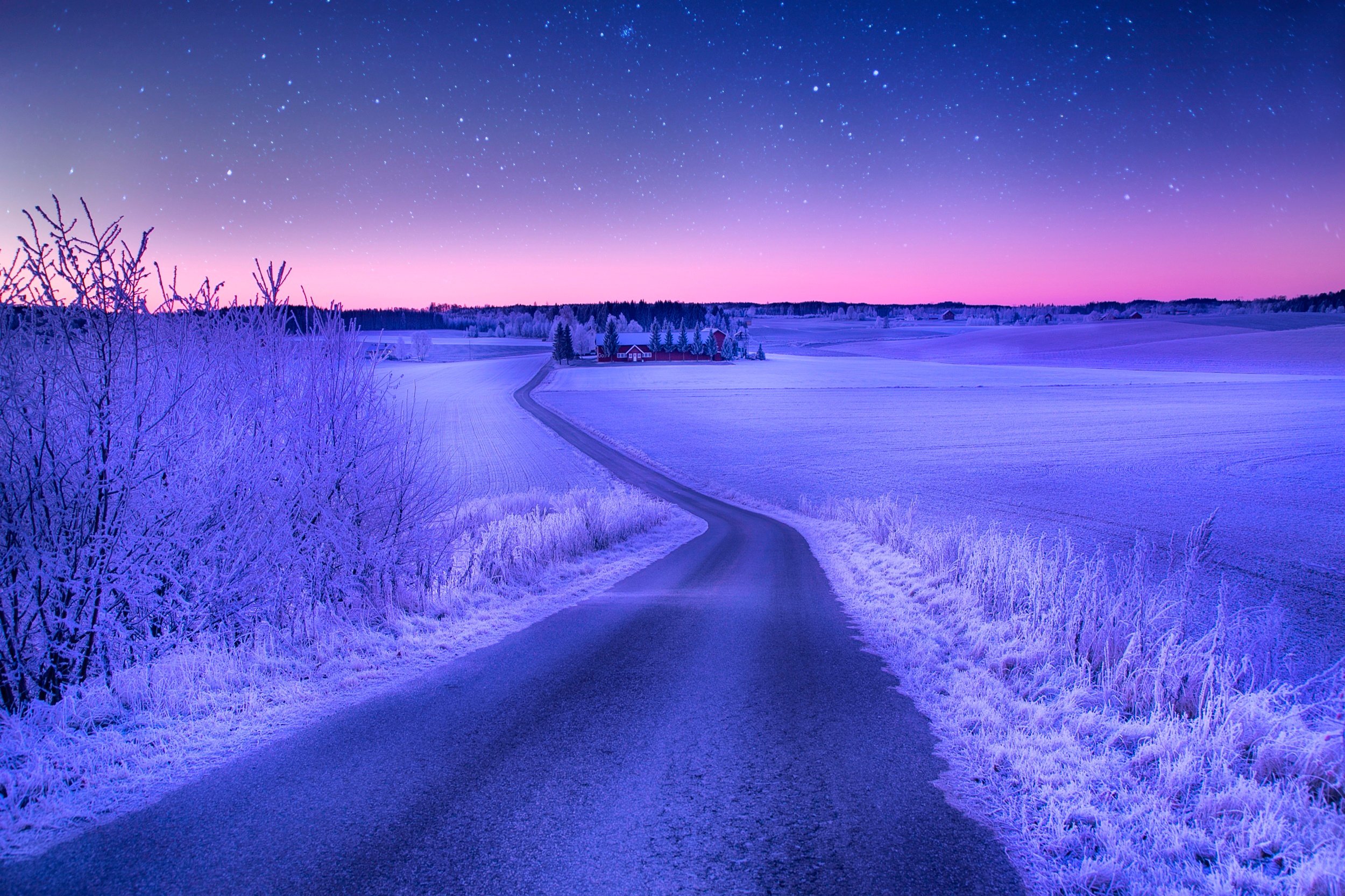 winter, Sky, Road, Norway Wallpaper