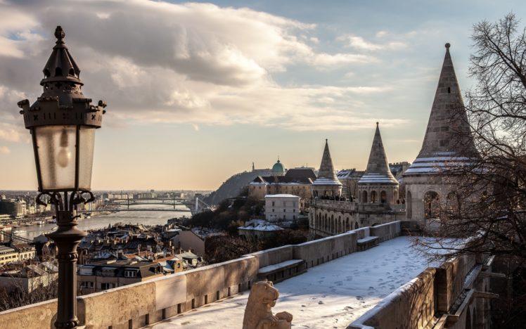budapest, Hungary, Architecture, Buildings, Sky, Clouds, Winter, Snow HD Wallpaper Desktop Background