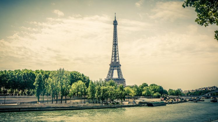 eiffel, Tower, Tower, Paris, Trees, River HD Wallpaper Desktop Background
