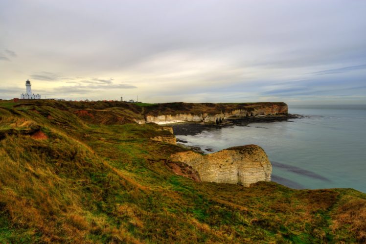 england, Coast, Sea, Flamborough, Nature, Lighthouse HD Wallpaper Desktop Background