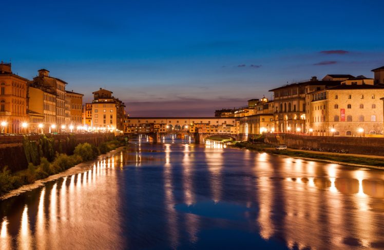 italy, Houses, Florence, Canal, Night, Cities HD Wallpaper Desktop Background
