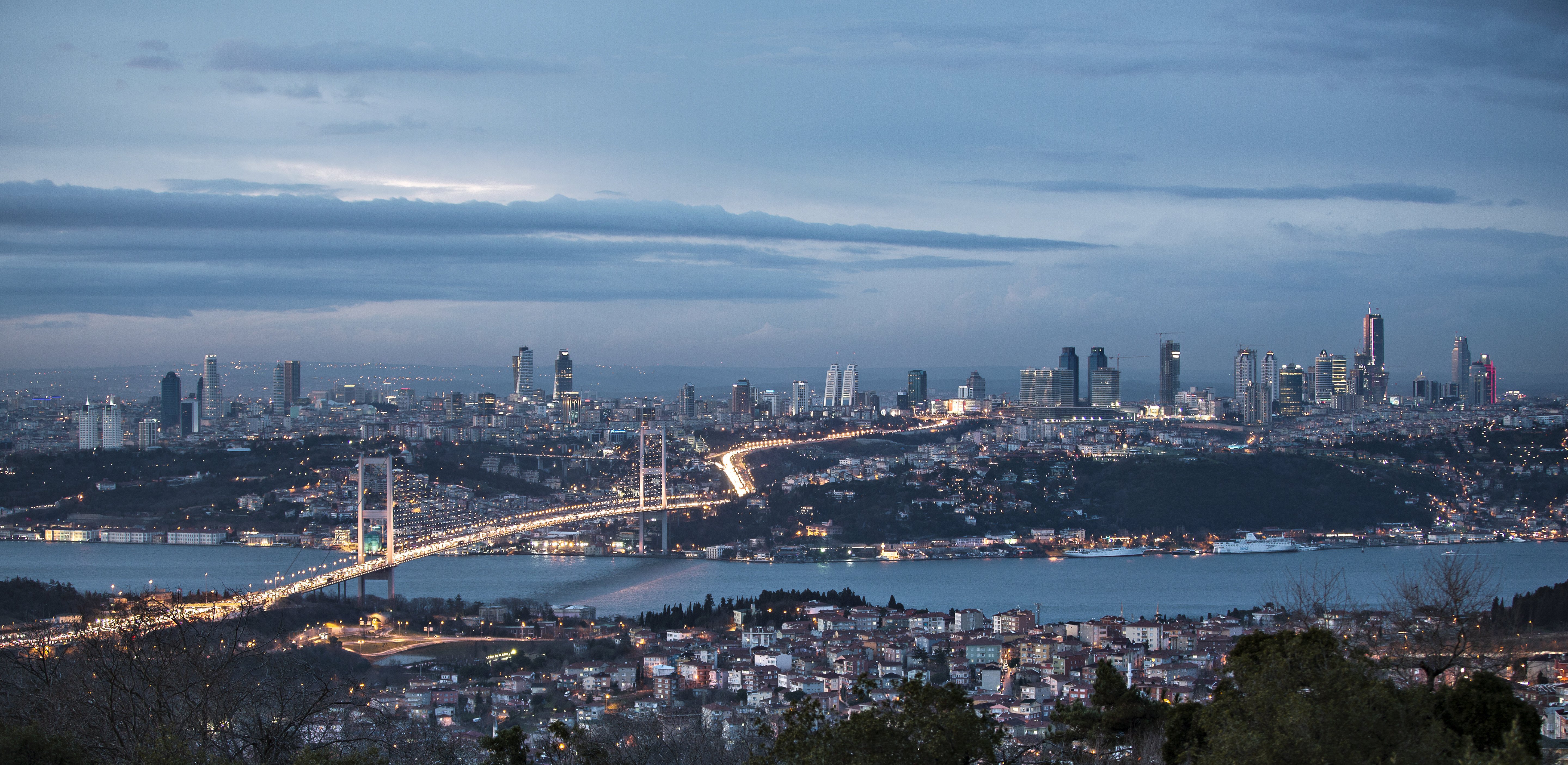 istanbul, City, Sea, Of, Marmara, Night, Bosphorus, Bridge, Turkey Wallpaper