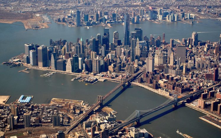 new, York, Buildings, Skyscrapers, Manhattan, Bridge, River HD Wallpaper Desktop Background