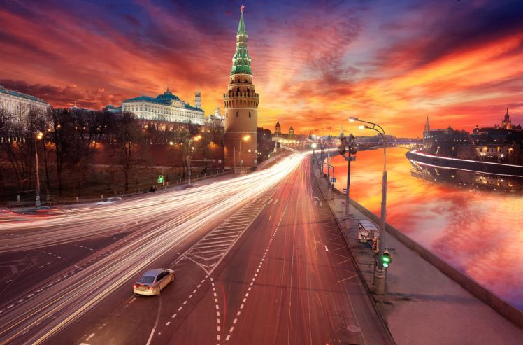 processing, Moscow, Sunset, Kremlin HD Wallpaper Desktop Background