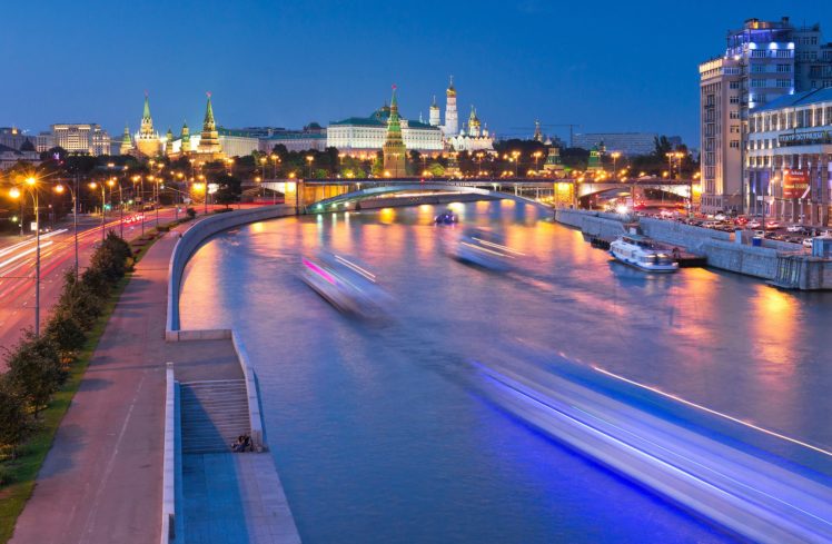 russia, Moscow, Houses, Rivers, Night, Cities HD Wallpaper Desktop Background
