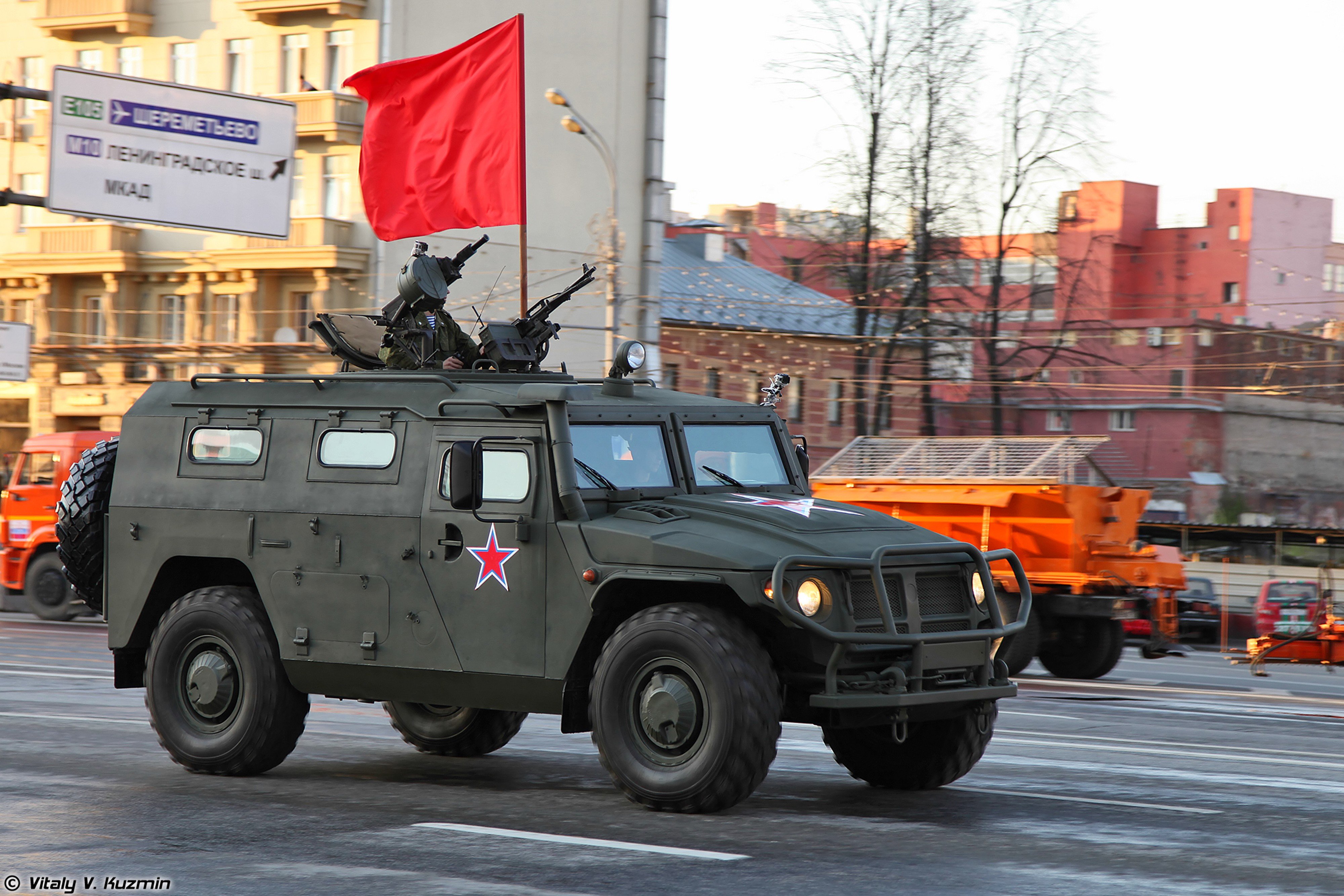 april 29th, Rehearsal, Of, 2014, Victory, Day, Parade, In, Moscow, Russia, Red, Star, Russian, Military, Army, Gaz 233014, Tigr, 4x4, Red flag, Armored, 4000x2667 Wallpaper
