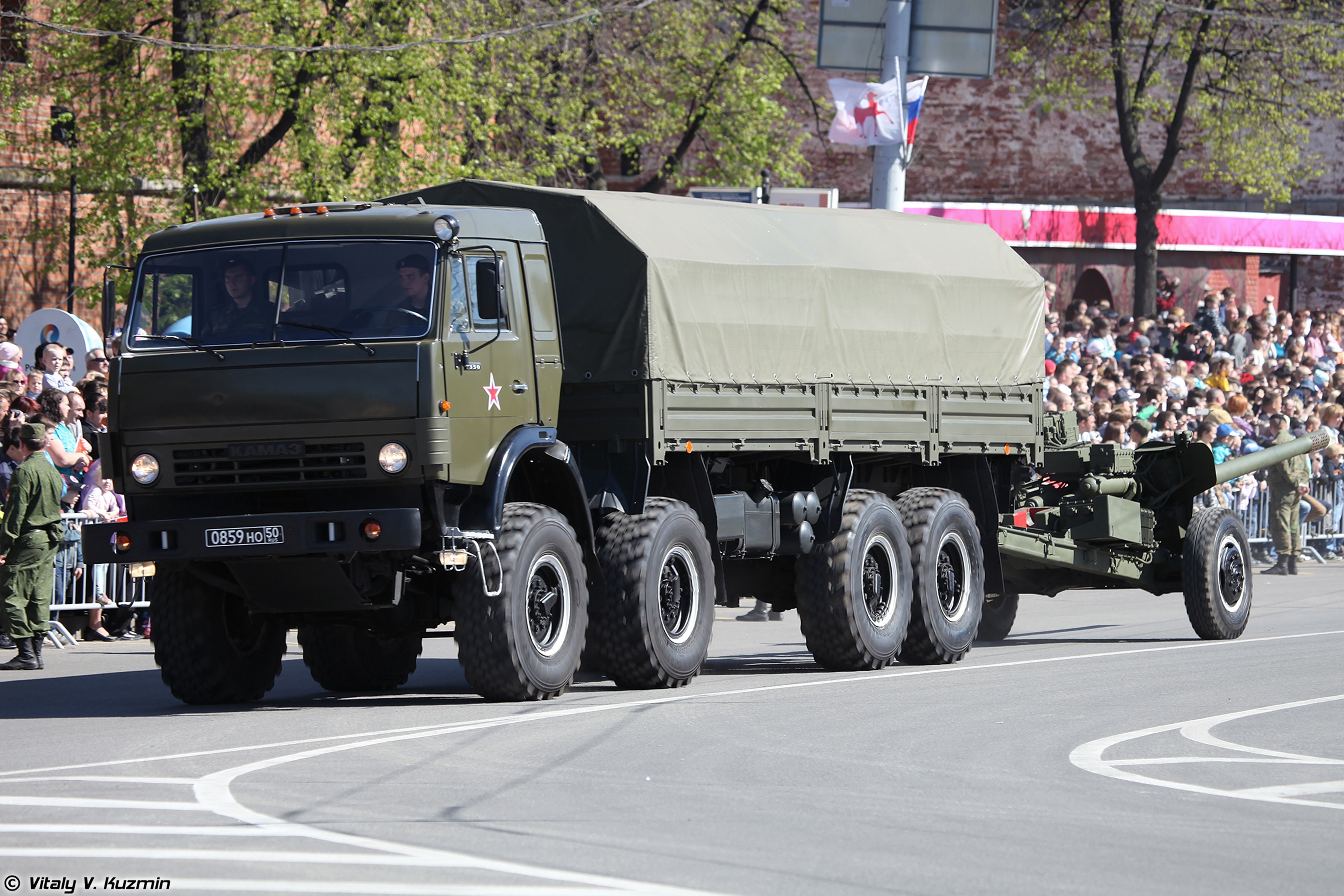 2014, Victory, Day, Parade in nizhny novgorod, Russia, Military, Russian, Army, Red star, Truck, Kamaz 6350, With, 100mm, Gun, Mt 12r, 4000x2667 Wallpaper