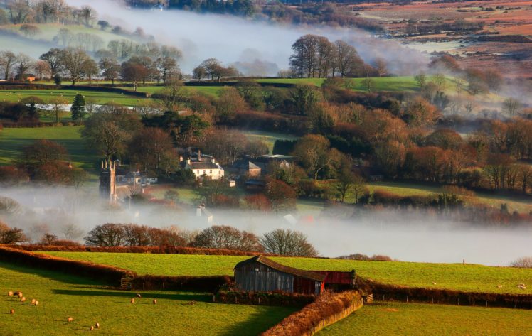 morning, Fog, Britain, Nature, Winter, River, Autumn HD Wallpaper Desktop Background