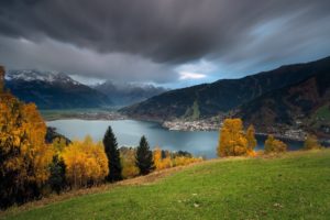 autumn, Lake, Mountains, Austria