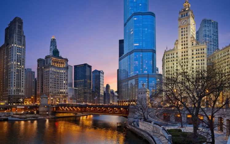 illinois, Chicago, Architecture, Buildings, Skyscrapers, Bridges HD Wallpaper Desktop Background