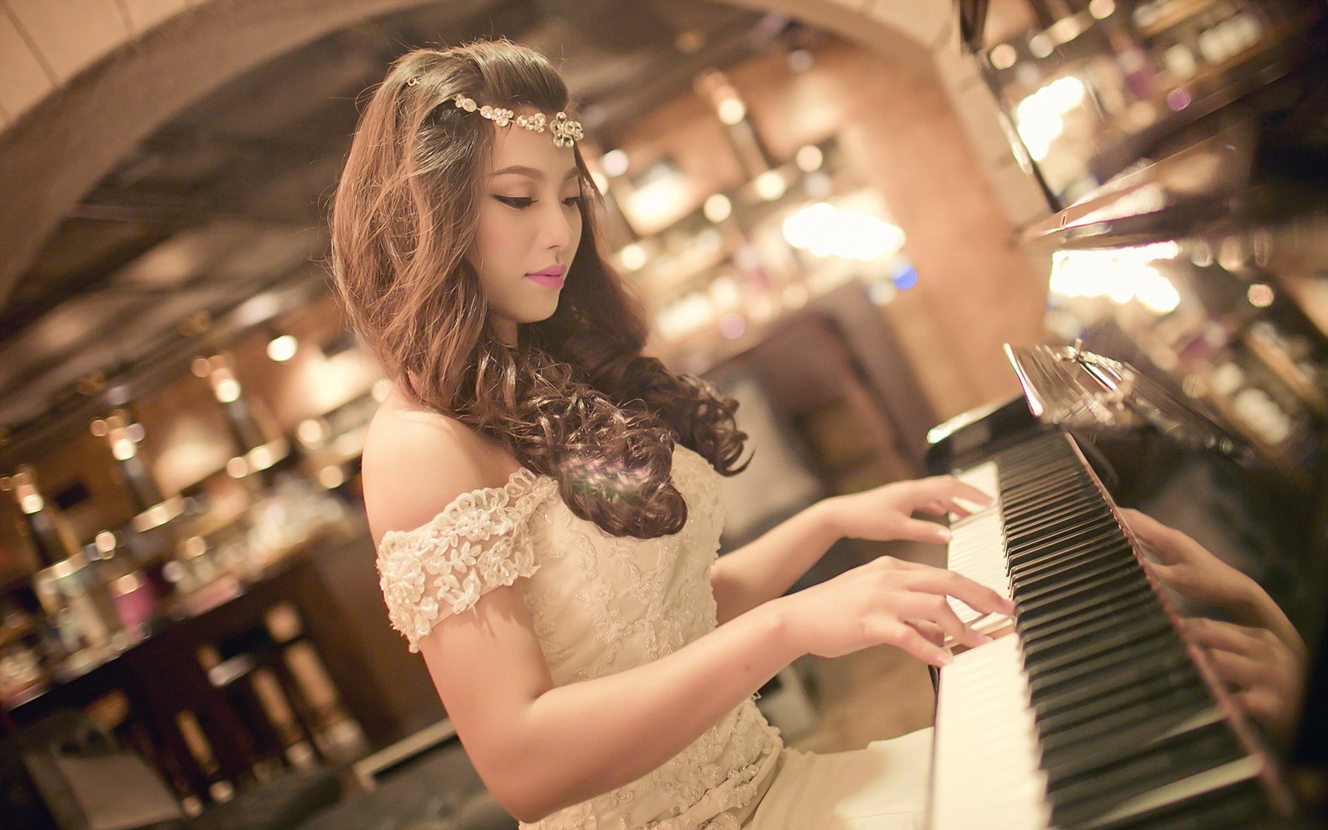 girl, Asian, Piano, Music Wallpaper