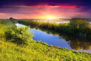 scenery, Rivers, Sunrises, And, Sunsets, Grass, Nature