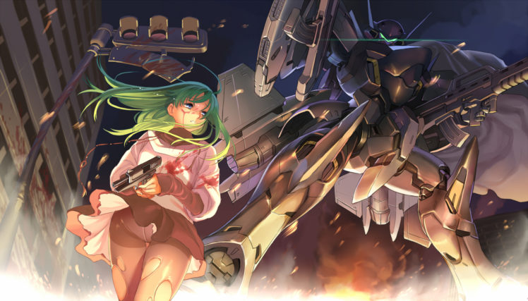 original, Vector, Art, Sci, Fi, Science, Girl, Mecha, Robot, Weapons, Guns HD Wallpaper Desktop Background