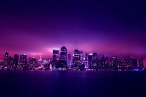 purple, New, York, At, Night