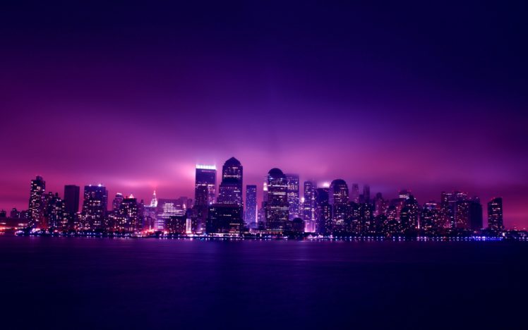 purple, New, York, At, Night HD Wallpaper Desktop Background