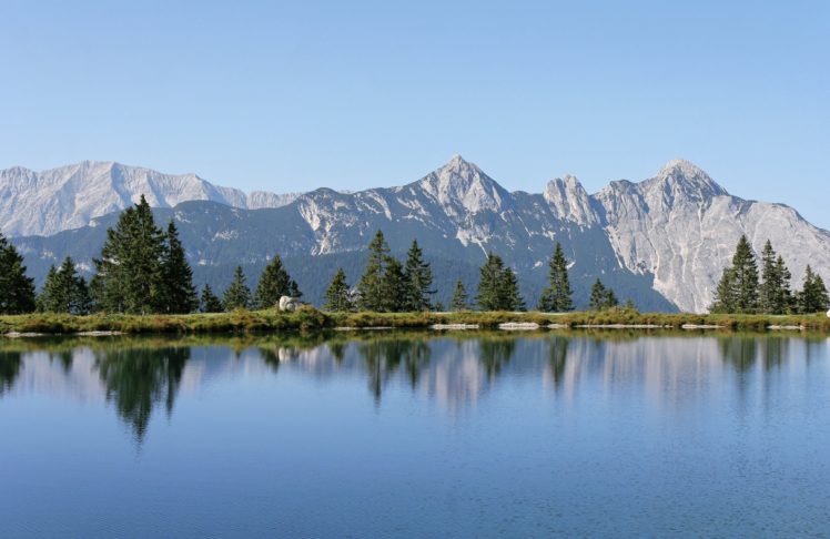 austria, Seefeld, Mountains, Lake, Sky HD Wallpaper Desktop Background