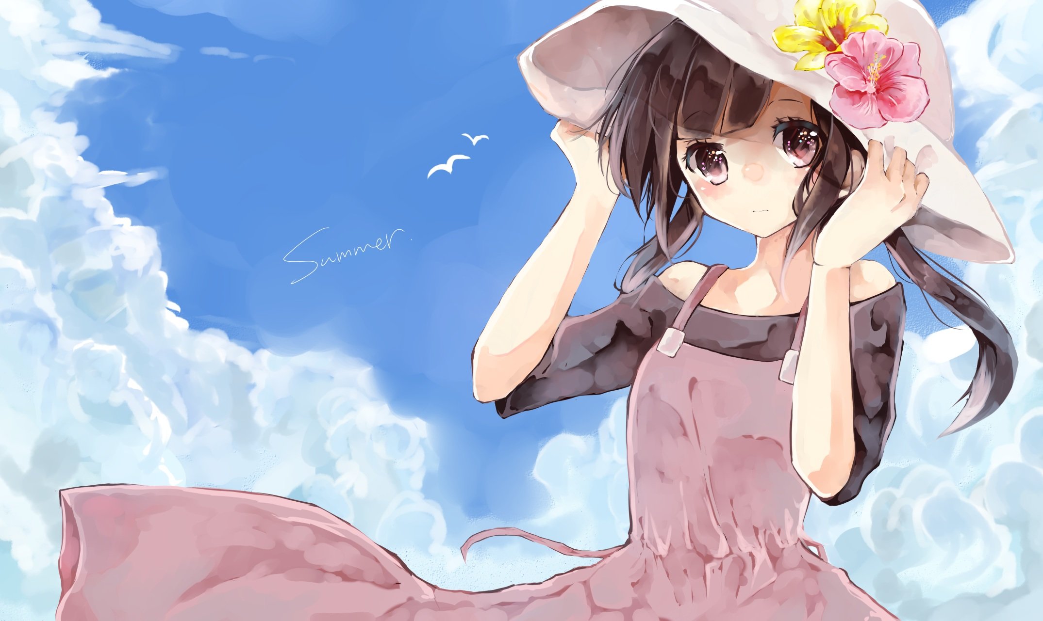 asahina, Hiyori, Brown, Eyes, Dress, Hat, Kagerou, Project, Naoton, Summer, Twintails Wallpaper