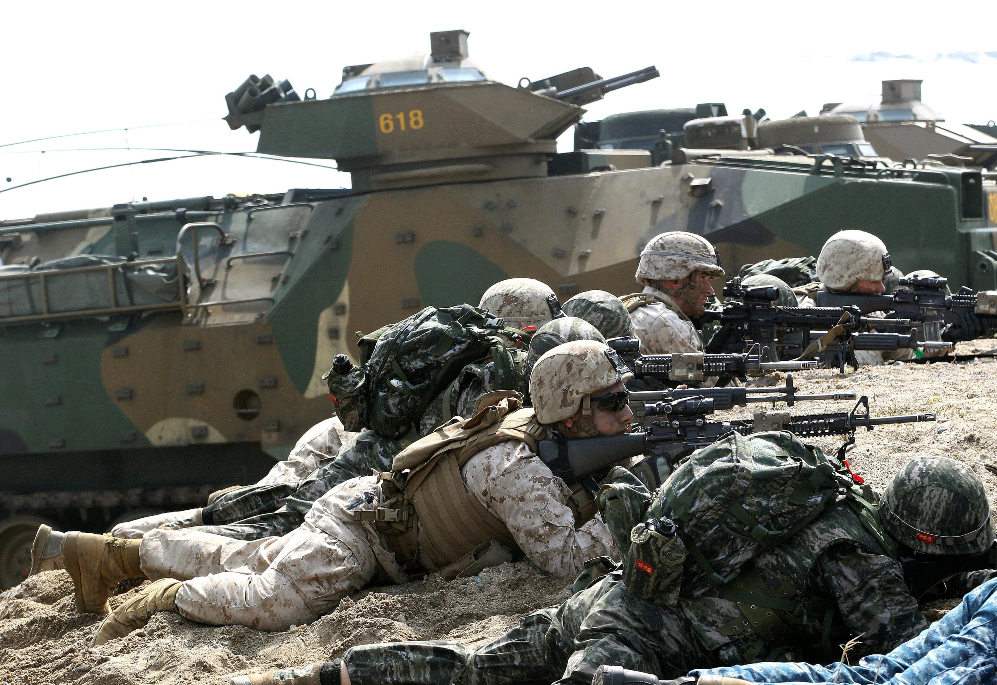 2014, South korea, Troops, Soldiers, Military, Army, Rifle, Armored, Vehicle, 4000x2748 Wallpaper
