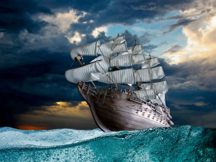 ships, Boats, Ocean, Sea, Sky, Clouds HD Wallpaper Desktop Background