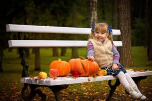 autumn, Fall, Pumpkin, Girl, Blondes, Bench, Halloween, Leaves