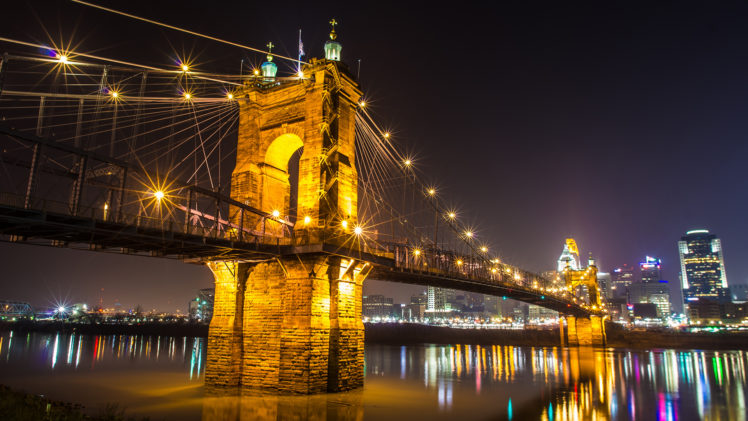 bridges, Cities, Night, Lights, Hdr, Rivers, Reflection HD Wallpaper Desktop Background