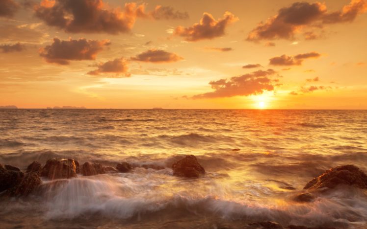 sand, Sea, Sky, Beautiful, Tropical, Sunset, Scene, Clouds, Shore HD Wallpaper Desktop Background