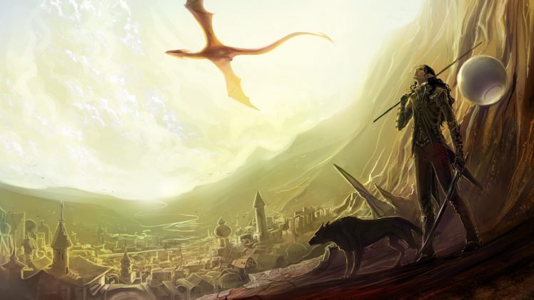 dragons, Landscapes, Cities, Women, Girl, Elf, Wolf, Wolves Wallpapers HD /  Desktop and Mobile Backgrounds