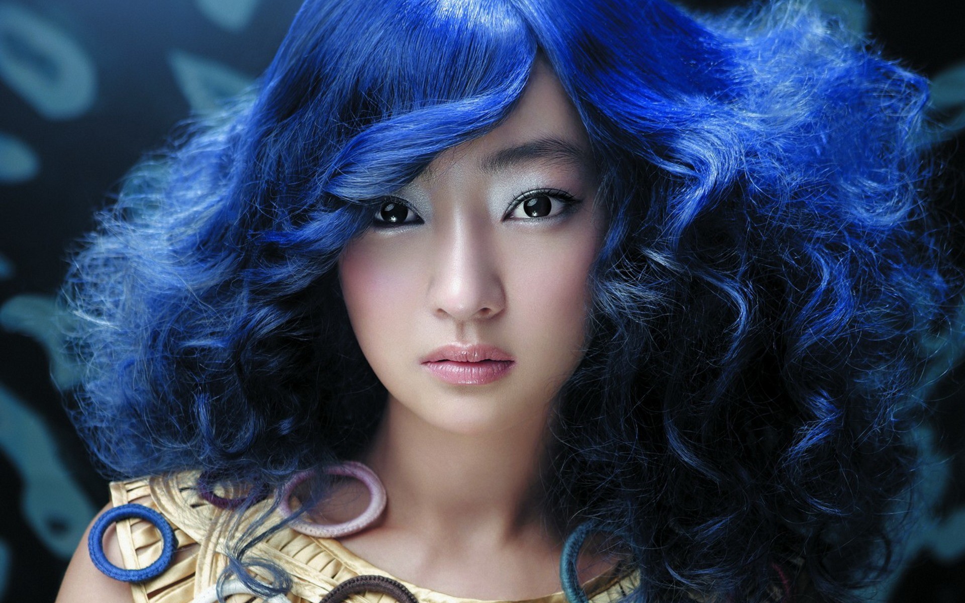 asian, Oriental, Glam, Blue, Hair, Style, Women, Models, Babes, Face, Eyes, Pov Wallpaper