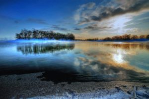 nature, Landscapes, Lakes, Hdr, Water, Islands, Reflection, Sky, Clouds, Sunset, Sunrise