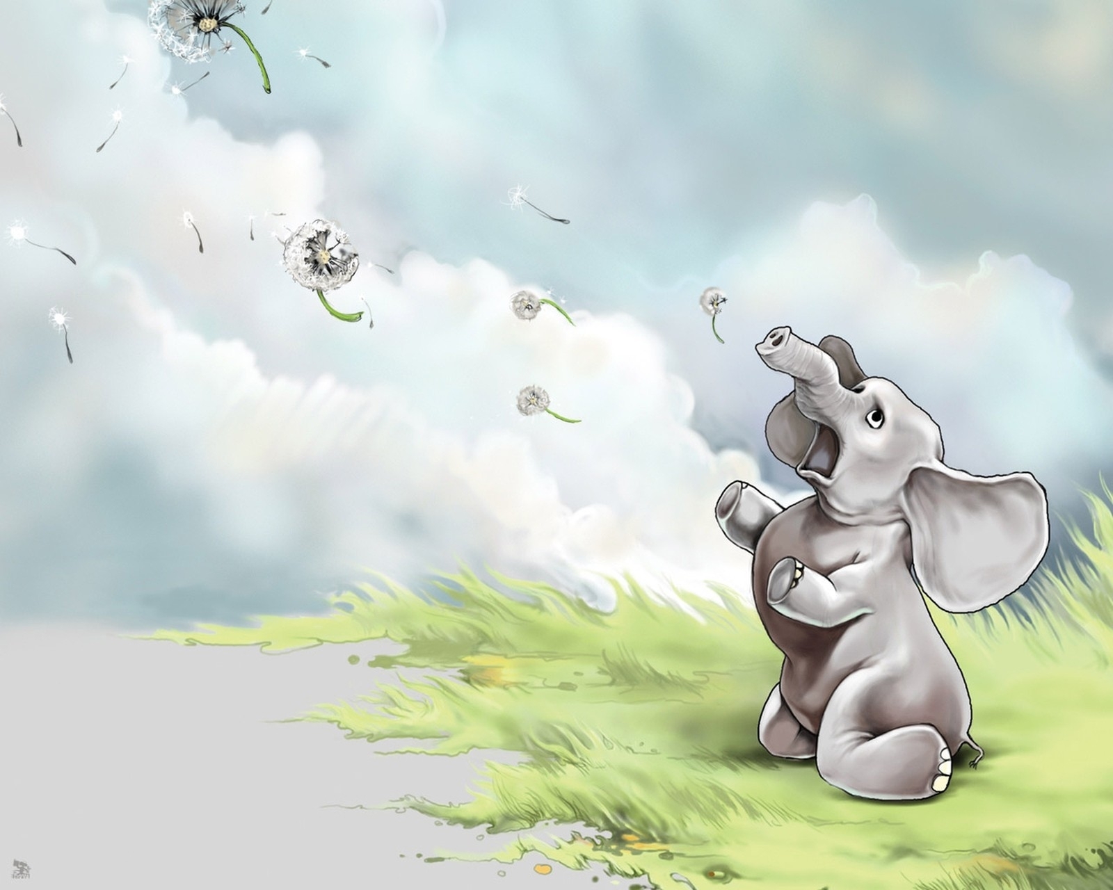 elephants, Animals, Cartoon, Cute Wallpaper