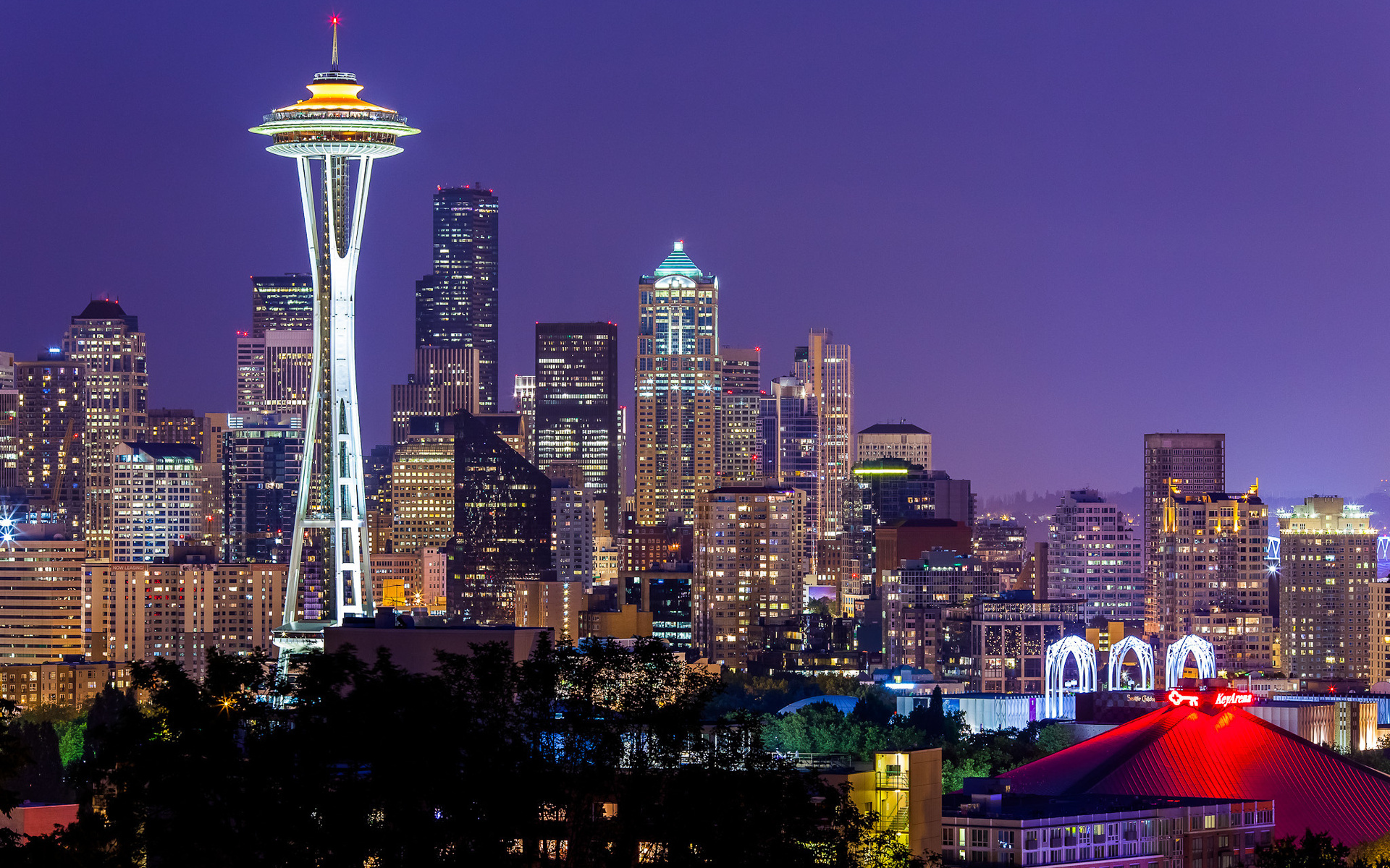 buildings, Architecture, Skyscraper, Space, Needle, Seattle, Washington, Night, Lights, Tower, Monument, Sky Wallpaper