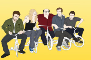 itand039s, Always, Sunny, In, Philadelphia, Drawing, Tricycle, Vector, Tv, Series, Television, Humor, Funny, Comedy, Women, Females, Men, Males, Actors, Actress
