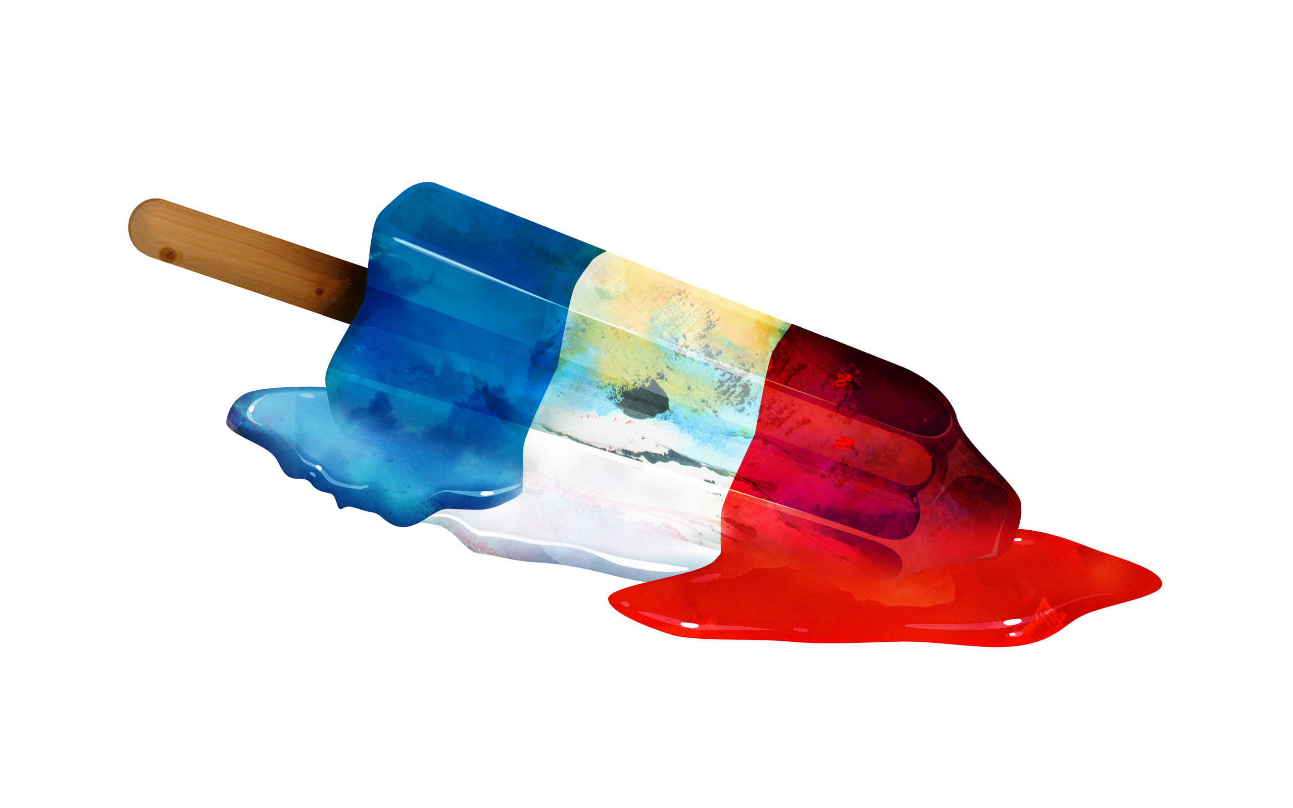 popsicle, Vector, Art, Color, Red, White, Blue, Summer, Melt, Stick, Liquid, Food, Sweets Wallpaper