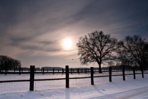 roads, Nature, Landscapes, Winter, Snow, Fence, Fields, Trees, Sunset, Sunrise, Sky, Clouds