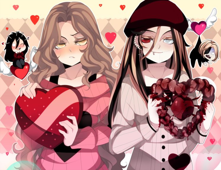 original, Anime, Valentine, Heart, Girl, Love, Romance HD Wallpaper Desktop Background